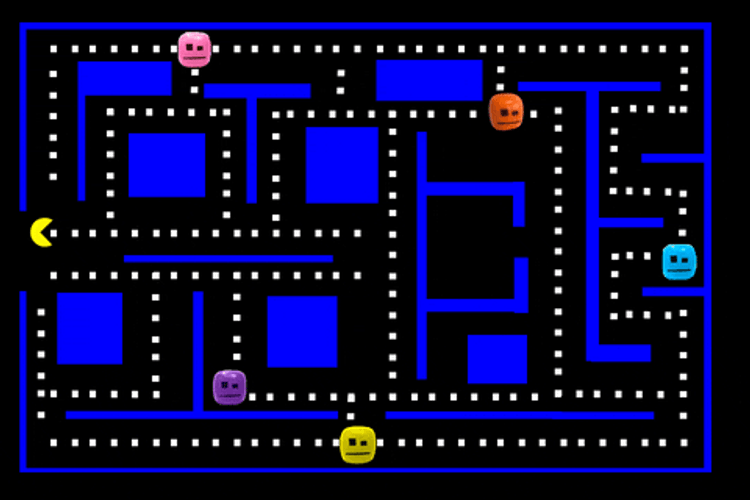 Pac Man Chasing While Eating Me Emoji GIF