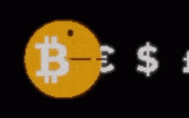 Pac Man Eating Money Symbols GIF