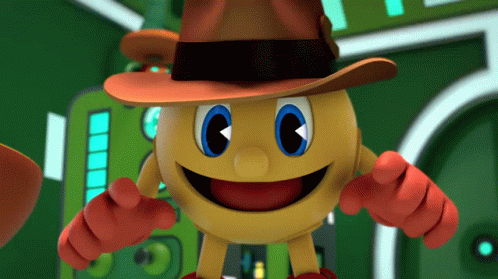Pac Man in Cowboy Hat Pointing