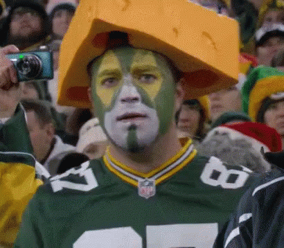 Drunk Green Bay Packers Fan Cheese Head GIF