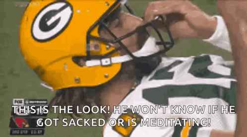 Packers Football Player in Yellow Helmet and Glasses