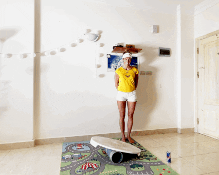 Paddle Boarding Balance Beam Work Out GIF