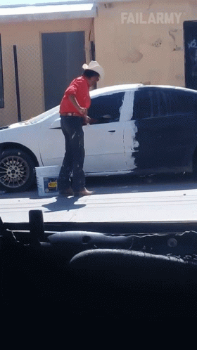 Paint Cowboy Black Car Funny Clip GIF