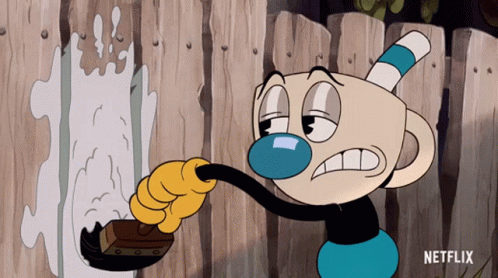 Paint Fence Bored The Cuphead Show GIF