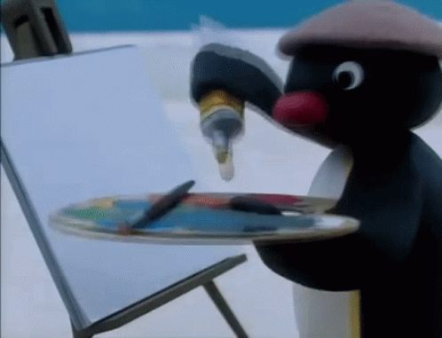 Paint Palette Pingu Animated Clay Penguin GIF