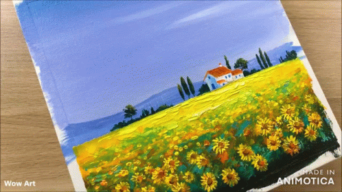 Painting A Sunflower Field GIF