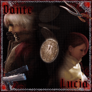 Painting of Dante and Lucia With Coin