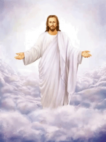 Painting of Jesus Standing in Clouds