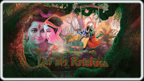 Painting of Man and Woman With Jai Sh Krishna