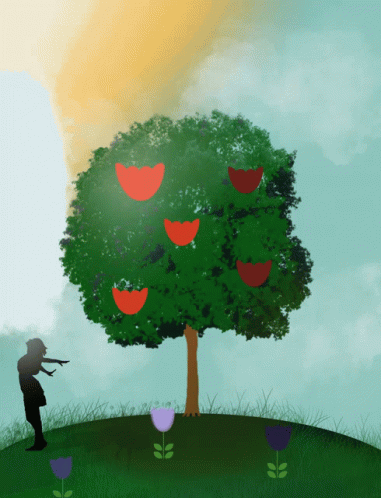 Painting of Tree With Hearts