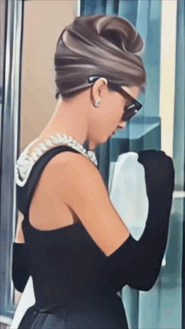 Painting of Woman in Black Dress