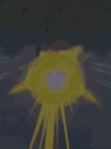 Painting of Yellow Object With White Center