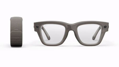 Pair of Glasses Next to Smart Watch Saying Ray-Ban