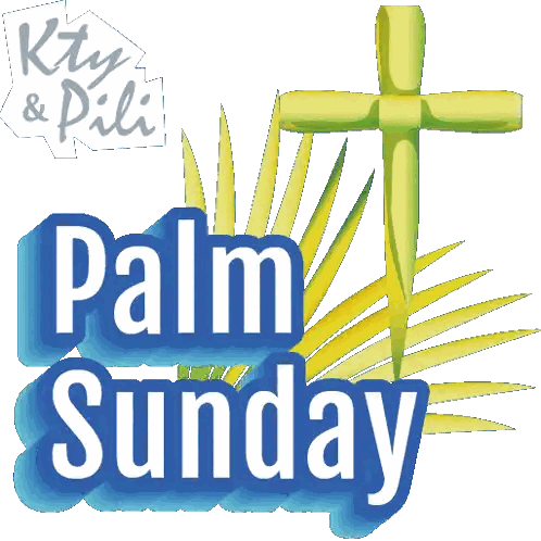 Palm Sunday Poster with Cross and Palm Leaves