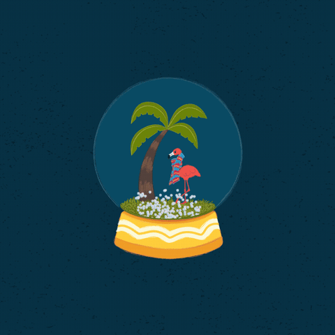 Palm Tree Inside Swaying Snow Globe GIF