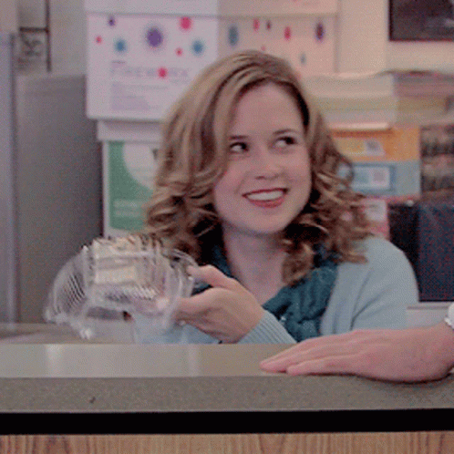 Pam Beesly Throwing Food Garbage GIF
