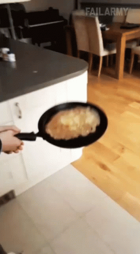 Pancake On Pan Fell On The Floor GIF