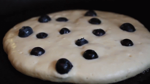 Pancake With Blueberries in Pan