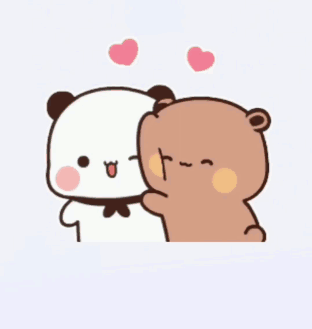 Panda And Brown Bear Hugging With Hearts GIF
