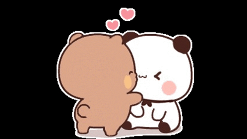 Panda and Brown Bear Kissing with Heart