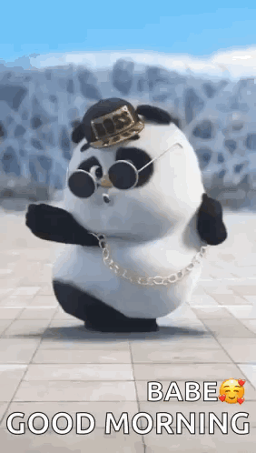 Panda Bear Dancing with Hat Sunglasses Chain