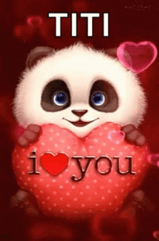 Panda Bear Heart Pillow Titi I Love You