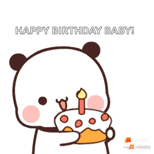 Panda Bear Holding Birthday Cake GIF