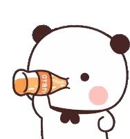 Panda Bear Holding Orange Soda