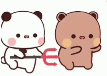 Panda Bear Holding Trident And Bear Holding Magnet GIF