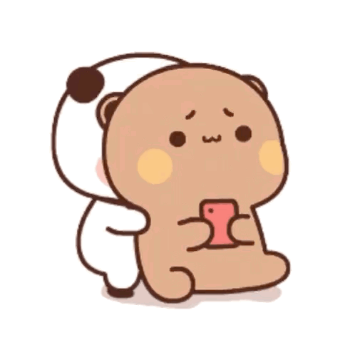 Panda Bear Hugging Another Holding Cell Phone