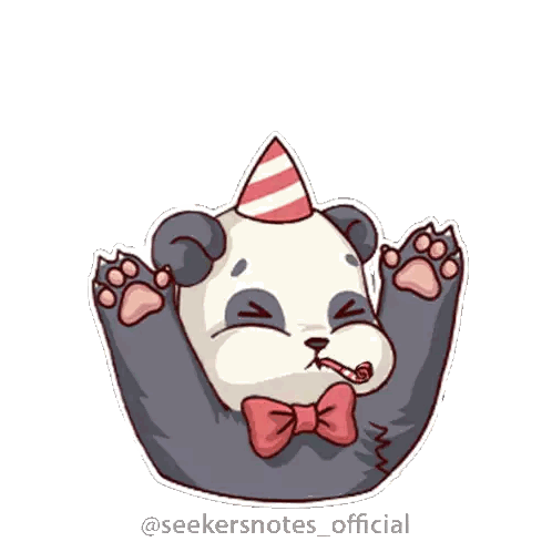 Panda Bear in Party Hat and Bow Tie