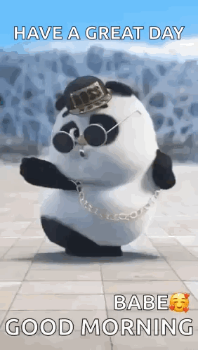 Panda Bear in Sunglasses Hat and Chain Dancing