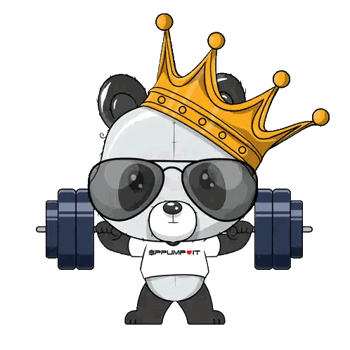 Panda Bear Lifting Barbell in Sunglasses and Crown