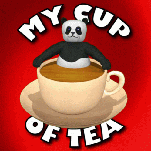 Panda Bear Sitting In Cup Of Tea Saying My Cup Of Tea GIF