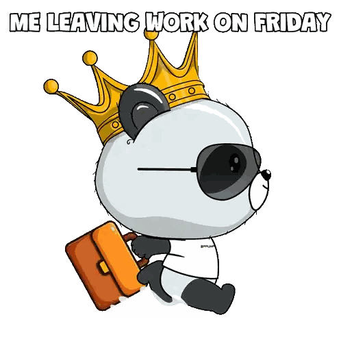 Panda Bear Wearing Crown and Sunglasses Carrying Briefcase
