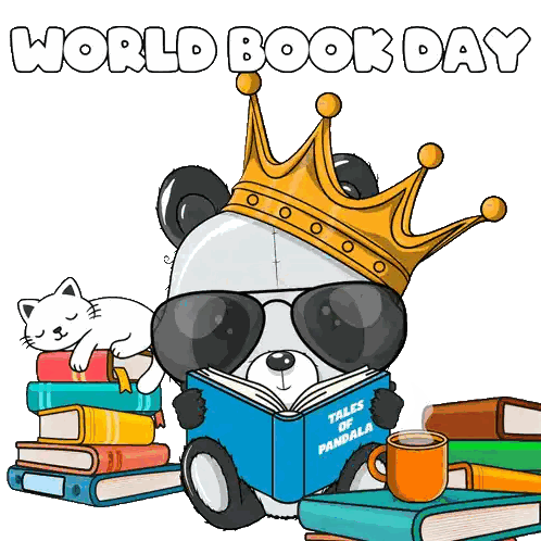 Panda Bear Wearing Crown Reading Tales of Pandala