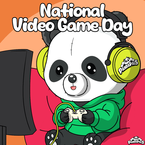 Panda Bear Wearing Headphones Playing Video Game GIF