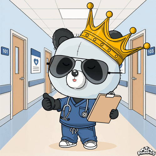 Panda Bear Wearing Sunglasses and Crown
