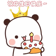 Panda Bear With Crown Holding Birthday Cake