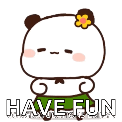 Panda Bear with Flower Saying Have Fun Congratulations Emily