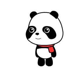 Panda Bear with Red Scarf and Chinese Symbol