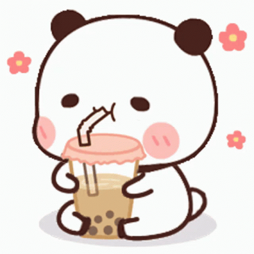 Panda Drinking Bubble Tea GIF