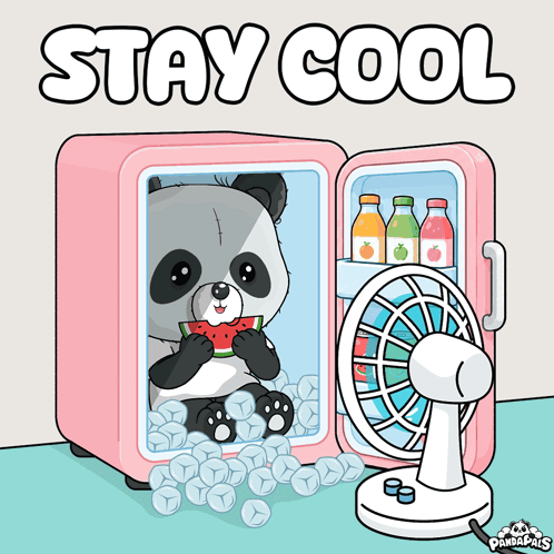 Panda Eating Watermelon in Fridge Stay Cool