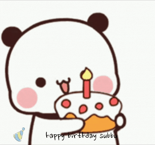 Panda Holding Birthday Cake