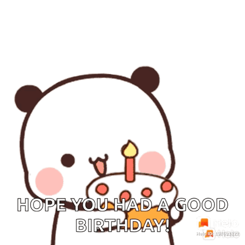 Panda Holding Birthday Cake with Candle