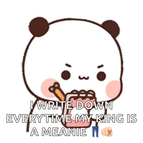 Panda Holding Carrot Saying Meanie