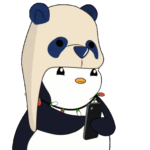 Panda Holding Cell Phone with Social Media Icons