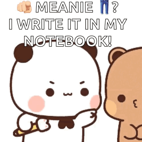 Panda Holding Notebook Talking to Bear