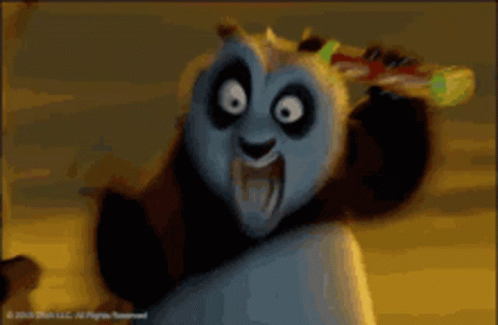 Panda Holding Pizza Making Funny Face
