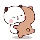 Panda Hugging Brown Teddy Bear